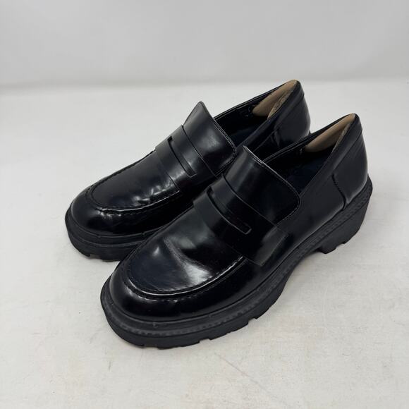 Zara Chunky Platform Loafers Black Lug Sole Slip-On Size EU 38/US 8 - Picture 2 of 12